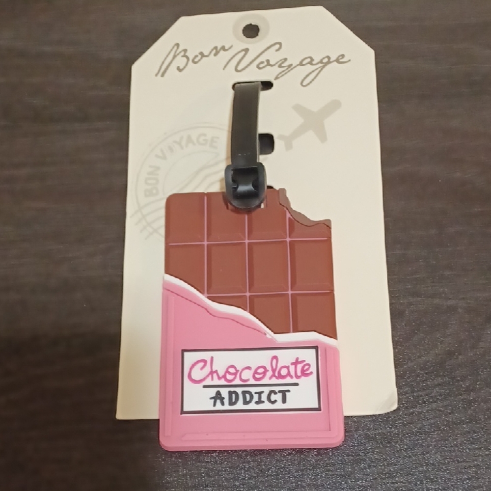 Chocolate Addict Pink and Brown Luggage Tag